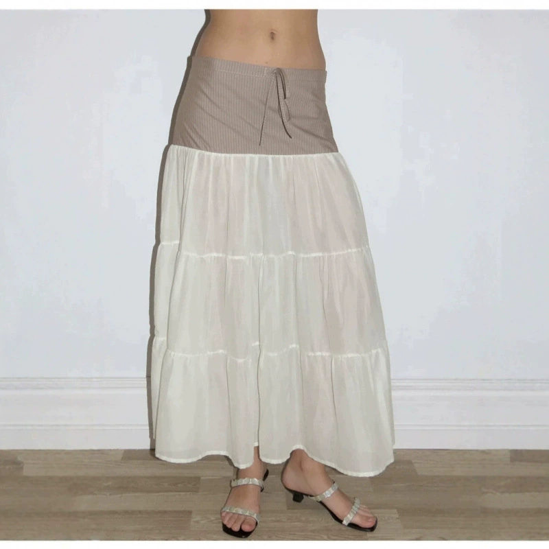 Пятно paloma wool25 новый шнуровка в полоску шнуровки сшивания юбка-образная юбка длинная юбка