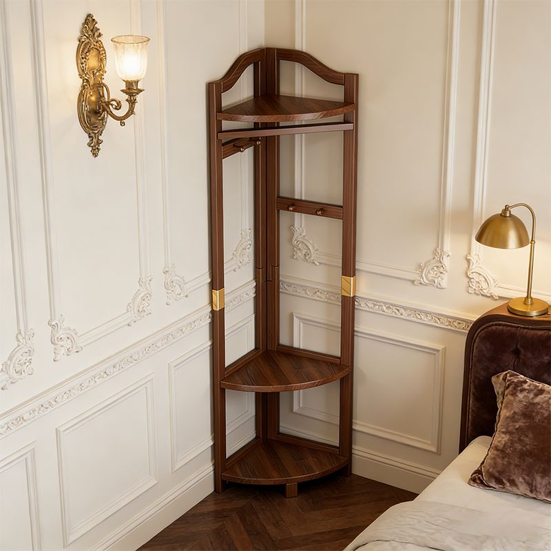 Imported Solid Wood Clothes Hanger Floor-Standing Bedroom Clothes Storage Corner Coat Rack Small Apartment Does Not Take up Space Clothes Rack