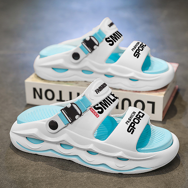 Sandalias transfronterizas 2025 verano nuevo estilo EVA sandalias de hombre de suela gruesa deportes al aire libre sandalias de un solo color de dos colores