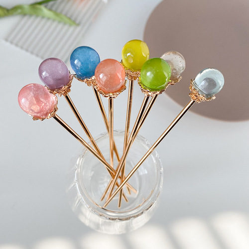 Ancient style simple hairpin, cute orange hairpin, small fresh hairpin, Chinese style Hanfu headdress, hair accessories wholesale