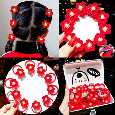 新年发饰儿童过年头饰风发夹花朵发圈宝宝头绳不伤发发圈厂家直销