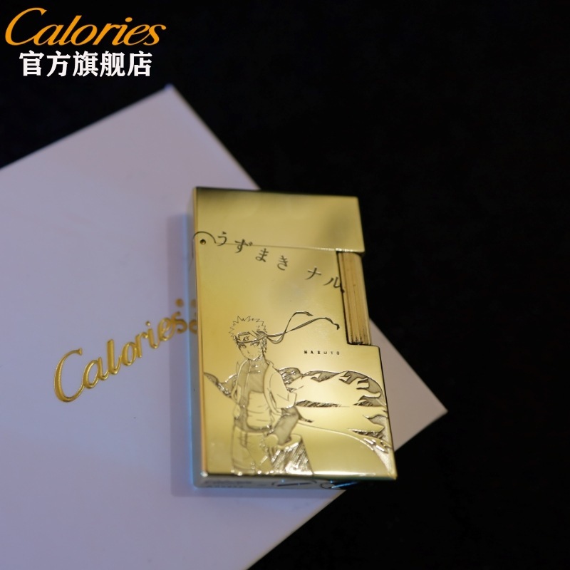 Calories卡路側滑朗声灯油ライター真鍮彫刻美女図案彼氏誕生日プレゼント|undefined