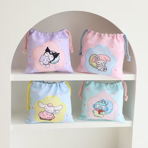 Cartoon drawstring pocket portable canvas bag thickened gift bag portable storage bag miscellaneous organization bag small cloth bag