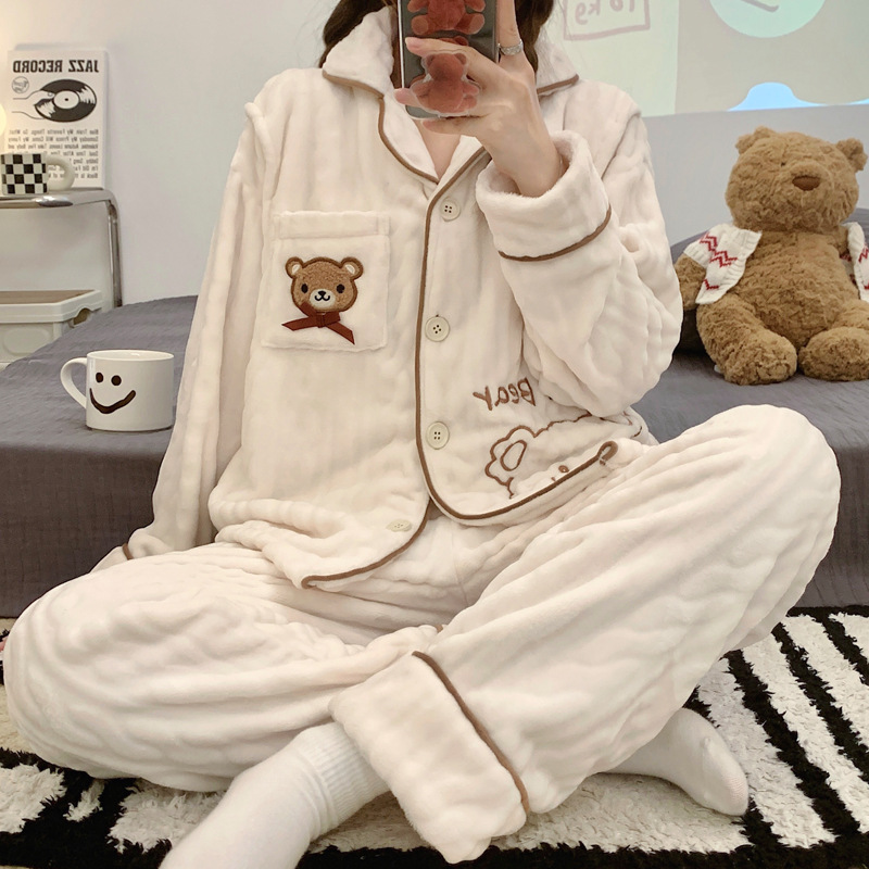 두꺼운 벨벳 임산부 잠옷, 가을 겨울 자카드 플란넬 감금 의류, 산후 가디건, 요양원 의류