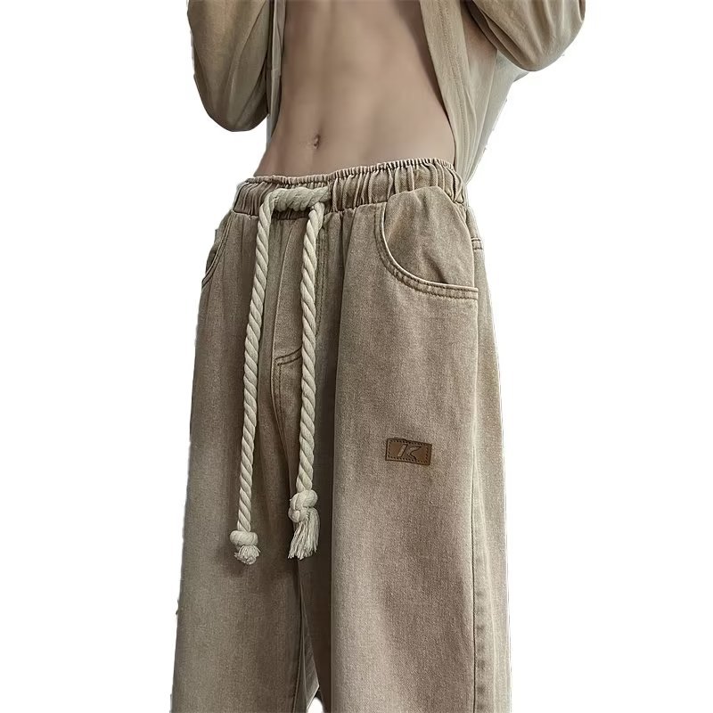Hong Kong tendencia masculina verano nuevo 2026 personalidad letras vaqueros de estilo image 6