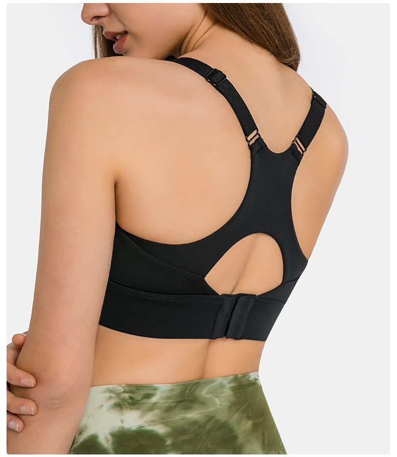 solid color adjustable shoulder strap buckle high elastic yoga bra NSDQF127133