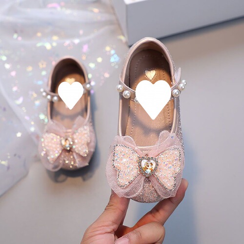Girls Princess Shoes Girls Shoes Crystal Shoes  Spring and Autumn New Children's Shoes Single Shoes Soft Sole Leather Shoes Little Girls