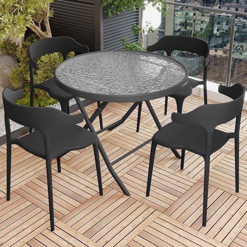 80cm 물잔물결 접이식 테이블 + 의자 4개