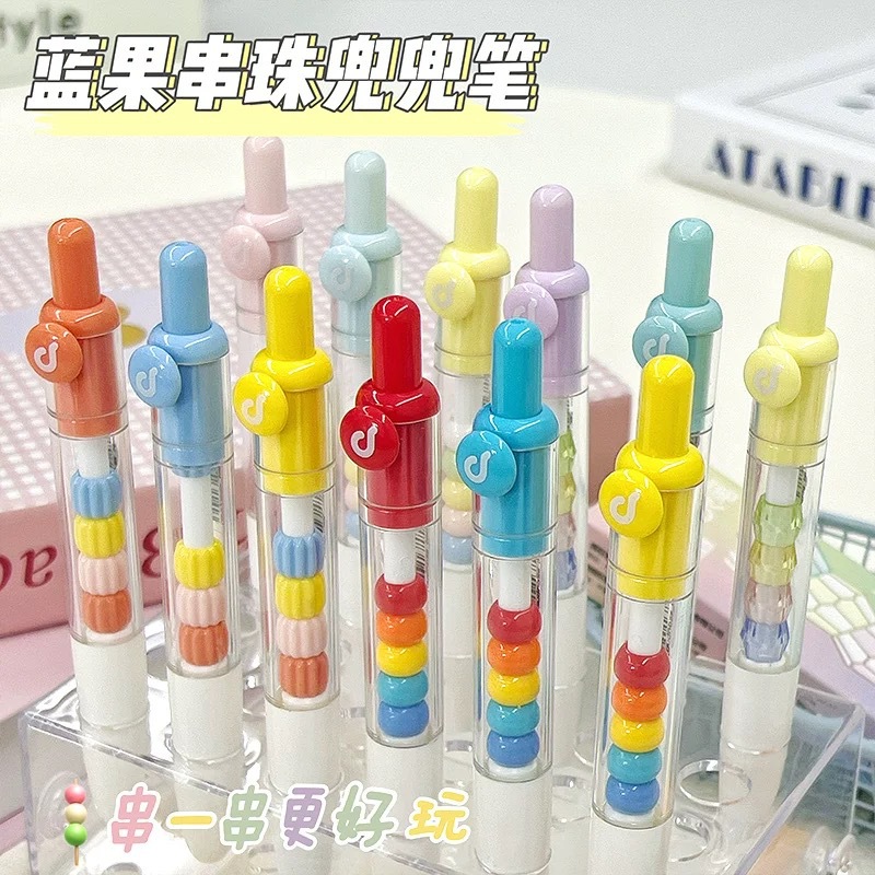 다채로운 구슬로 장식된 재미있는 DIY 포켓 펜 학생 시험 프레스 중립 검정색 펜 비즈니스 포켓 속건성 펜