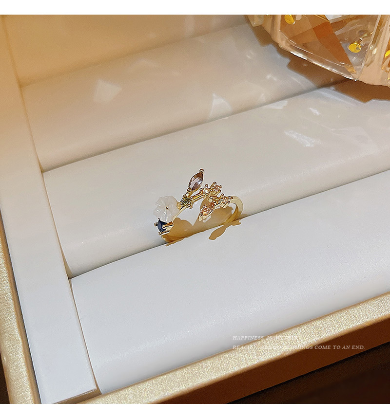 Fashion Heart Shape Copper Inlay Artificial Gemstones Open Ring 1 Piece