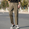 2021 Spring and summer Thin section Large Casual pants Fit Straight trousers Exquisite Texture Twill Elastic pants