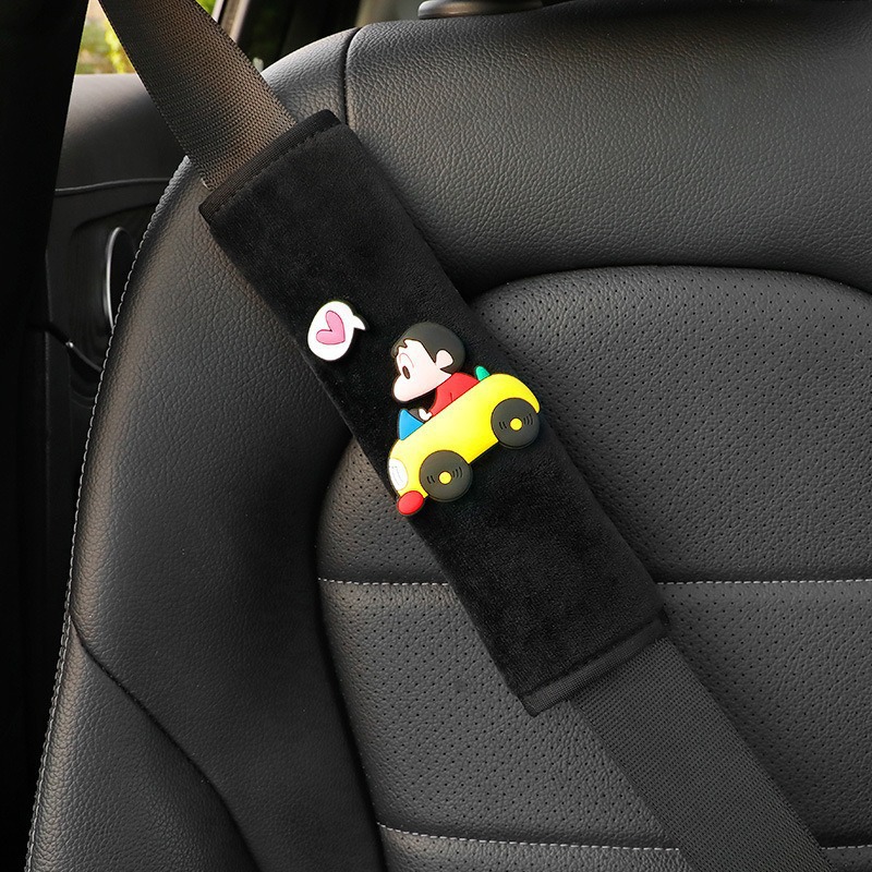 Car Shoulder Pads, a Pair of Cartoon Cute Safety Belt Protective Covers, Soft Plush Goddess Car Seat Belt Decoration
