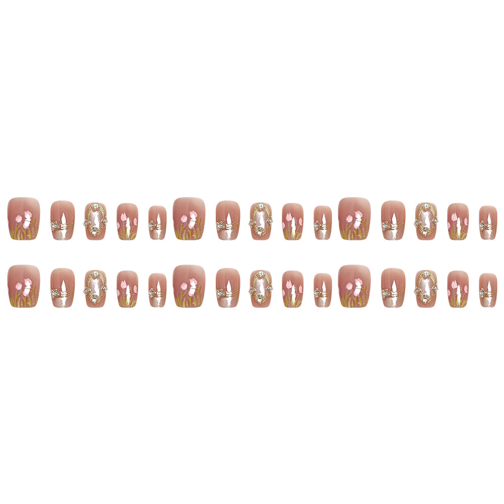 Parche de uñas ojo de gato, uñas prefabricadas, joyas, diamantes, uñas, 30 piezas cortas, tulipanes, uñas postizas image 6