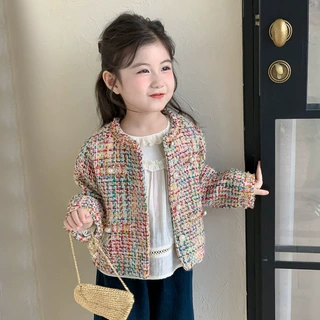 女童外套春秋款新款洋气宝宝秋季小香风上衣儿童秋装女孩衣服