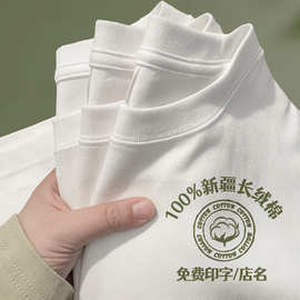 纯棉t恤印logo夏季圆领短袖班服聚会文化衫团建工装刺绣图案