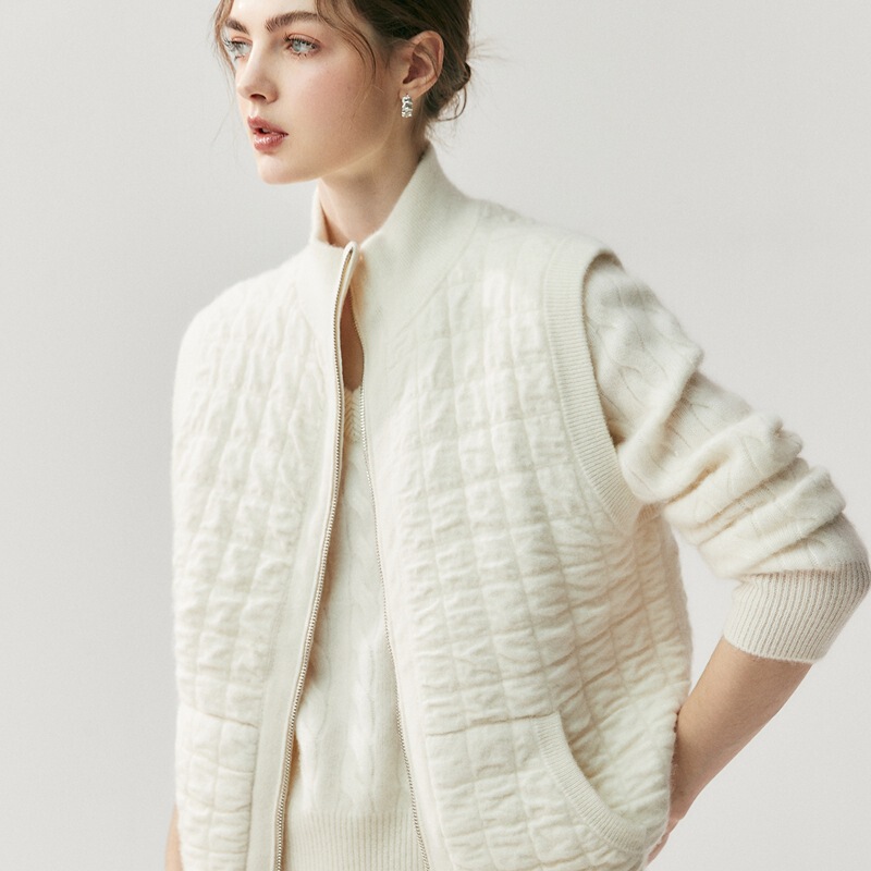 Layering Essential Cashmere Vest for Women, Textured Cotton Thick Zip-Up Knit Cardigan Sleeveless Jacket for Women Layering Essential Cashmere Vest for Women, Textured Cotton Thick Zip-Up Knit Cardigan Sleeveless Jacket for Women