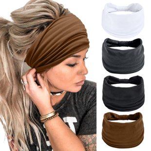 Women's Wide Headband Fashion Headband Bohemian Thick Hair Band Large African Sports Yoga Headband Running Hair Accessories