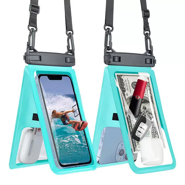 Cross-border double pocket mobile phone waterproof bag PVC waterproof fabric swimming fishing storage double warehouse waterproof bag