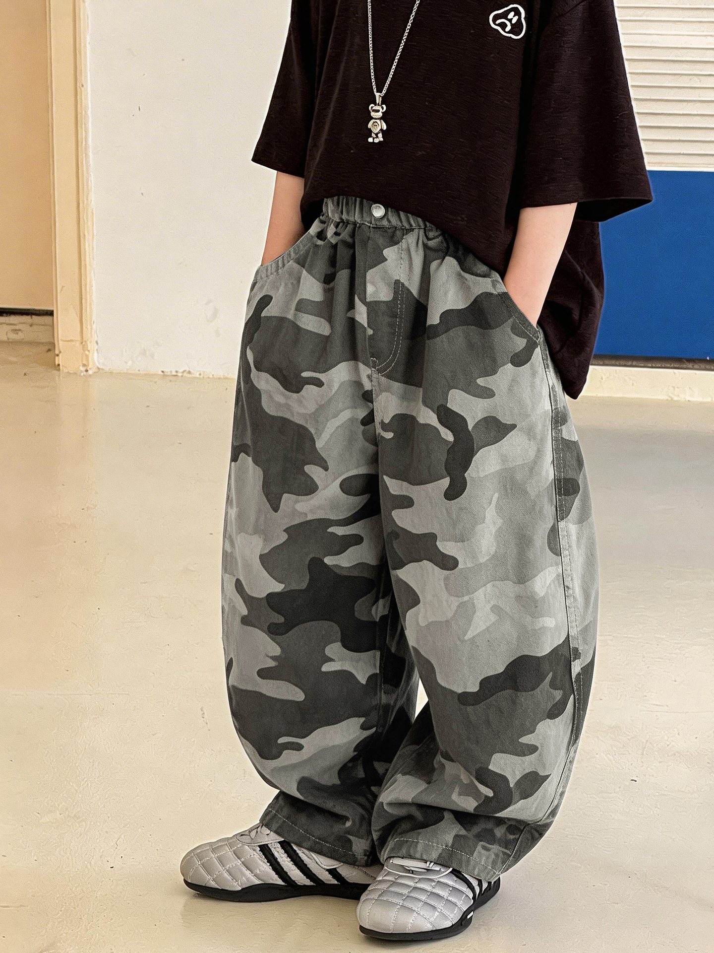 Children's autumn camouflage trousers for boys