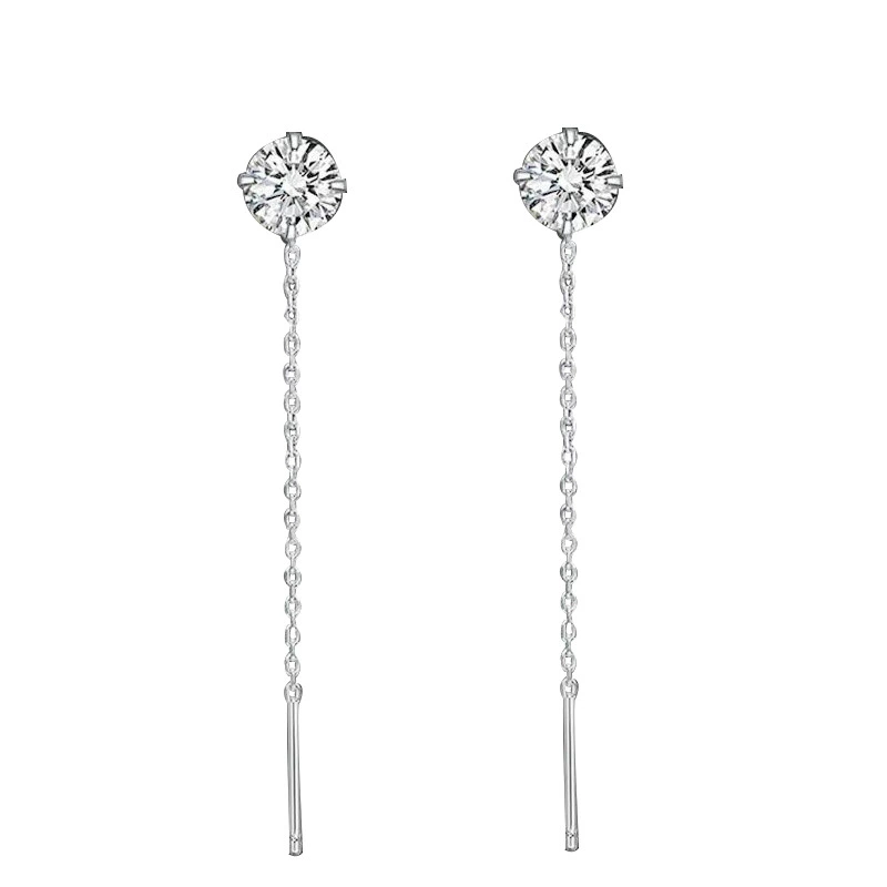 Серебряная игла, серьги, цирконий, образец серебро 925