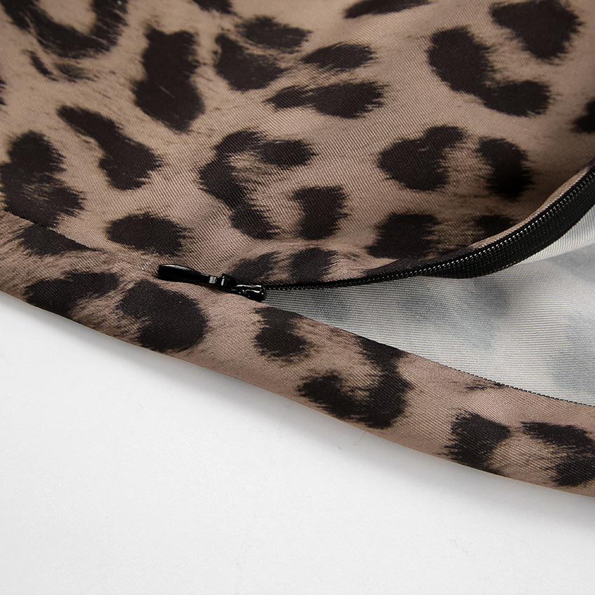 210g Weight Maxi Long Dress Dress Length Type Skirt Dresses Type Polyester Fabric Type Mid Waist Waist Line Inelastic Elasticity Holiday, Date Occasion Slim Fit Type Leopard Pattern Summer Season Women's Gender Zipper Design Streetwear Style Summer Streetwear Leopard Polyester Maxi Long Dress Skirts 7
