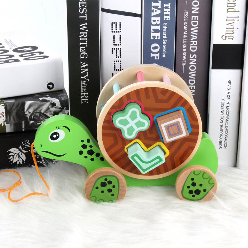 Juguetes educativos de los niños inteligencia arrastre animal bloque construcción forma geométrica juego remolque clasificación cognitiva al por mayor