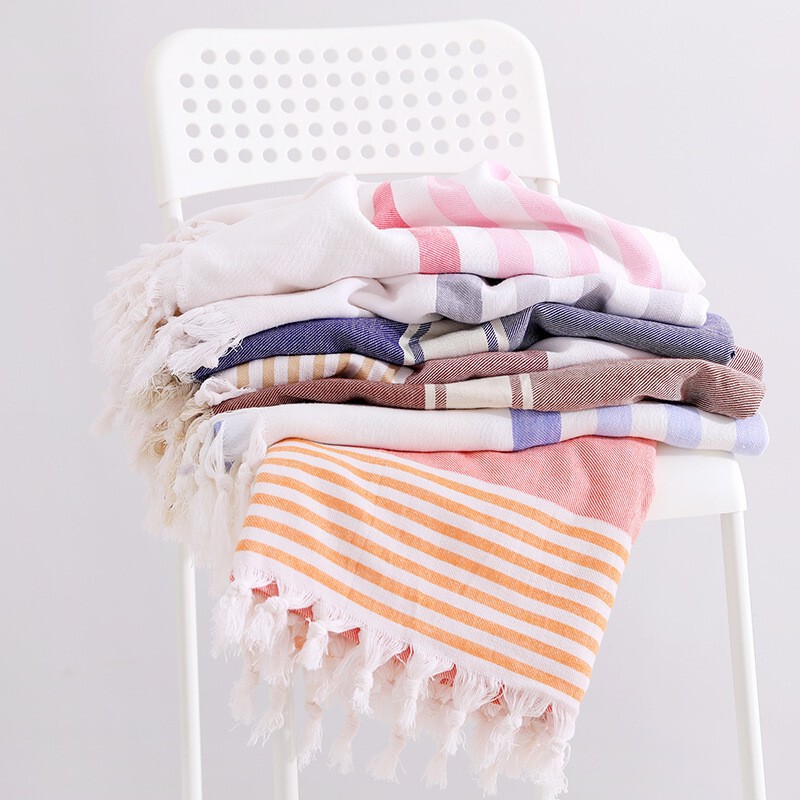 Striped Turkish Beach Towel with Tassels Peshtemal, Sand-Resistant Bath Towel, Cross-Border Wholesale and Dropshipping Striped Turkish Beach Towel with Tassels Peshtemal, Sand-Resistant Bath Towel, Cross-Border Wholesale and Dropshipping