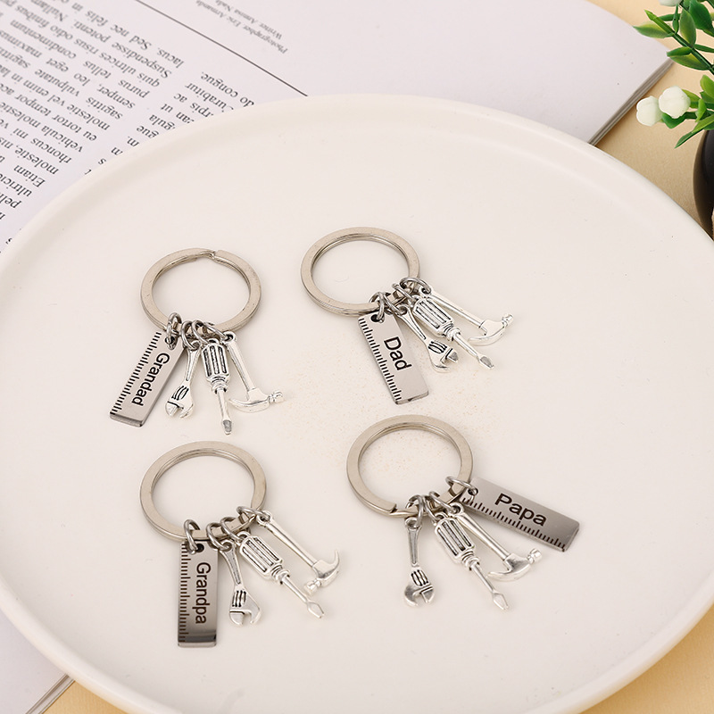 Stainless Steel Keychain Dad Wrench Screwdriver Tool Accessories Father's Day Gift Cross-Border European Papa Car Key