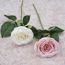 玫瑰 单枝法国圆玫瑰小卡拉玫 仿真花假花婚庆花 家居摆放装饰花