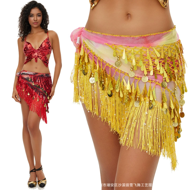 Пятно индийская танцевальная одежда флеш-шарф с кисточками