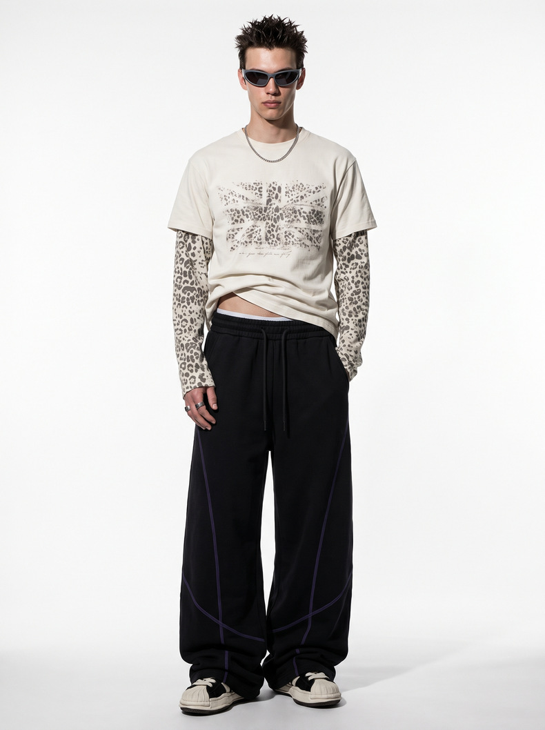 Inflation Fleece Color-Block 325g Straight-Leg Sweatpants