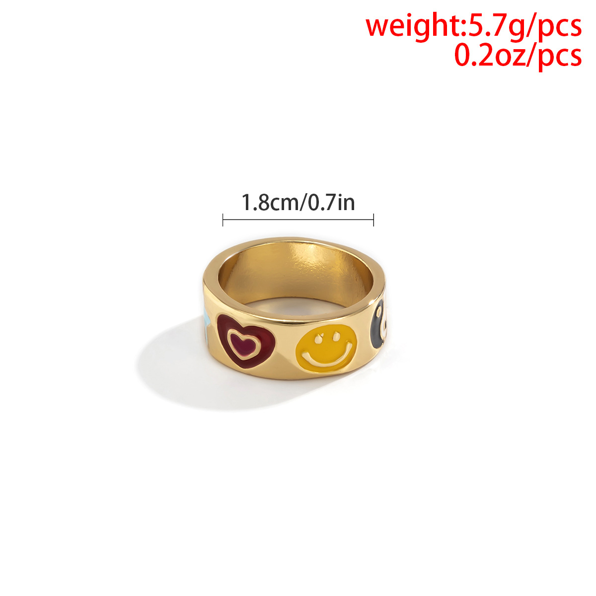 Simple Contrast Color Heart Color Dripping Oil Ring Wholesale Nihaojewelry display picture 5