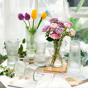 Internet Red Flower Vase Ornaments Living Room Flower-arranging Glass Ins Style Nordic Tulip Hydroponic Flower Decoration Niche Light Luxury