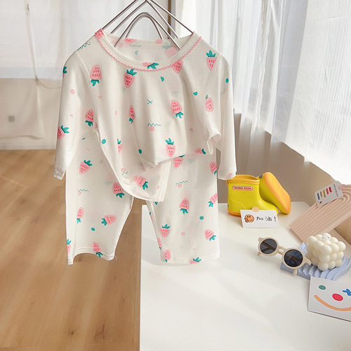 Small size one piece drop shipping children's summer three-quarter sleeve air-conditioning clothes micro-business hot products boys and girls home clothes manufacturers wholesale