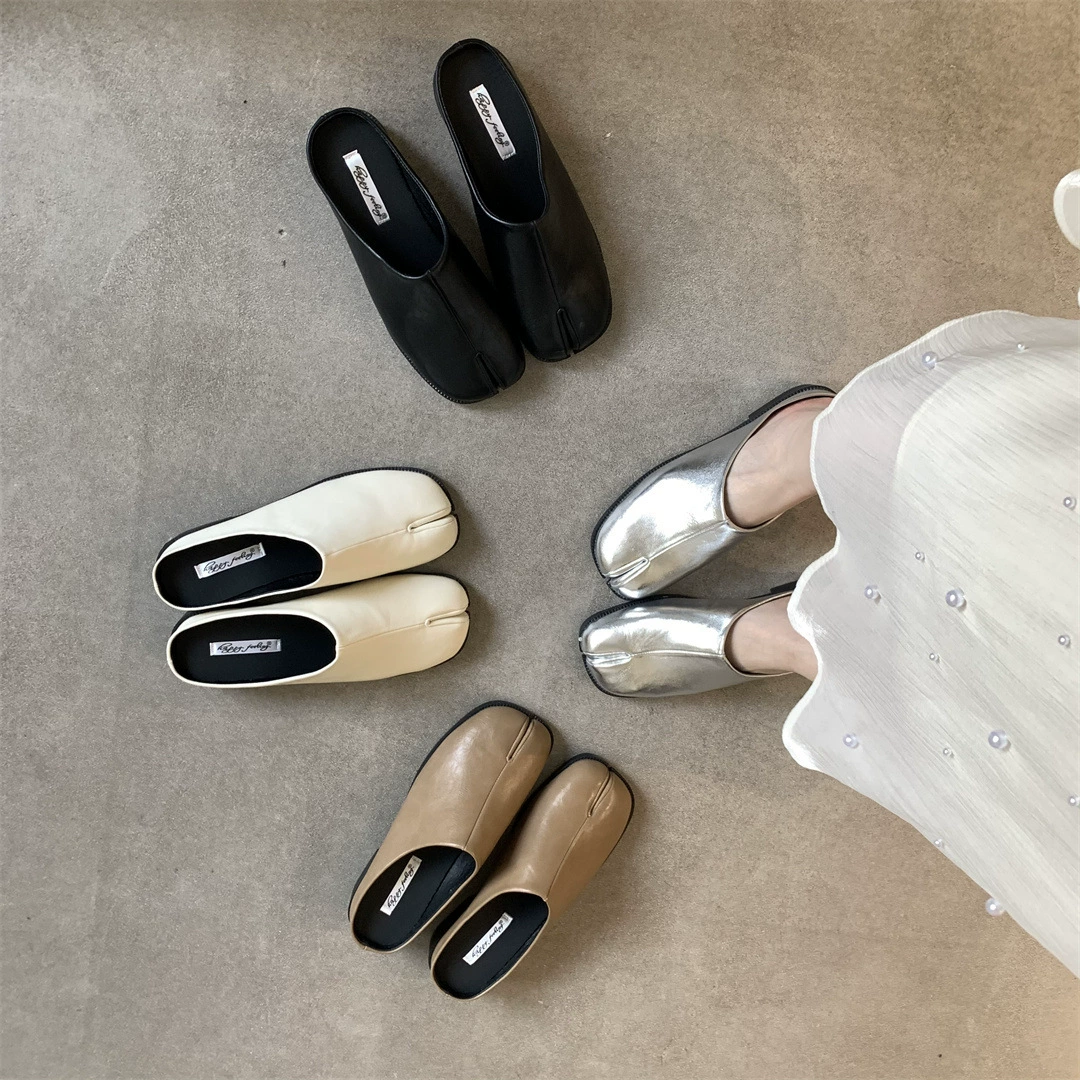 Ленивые нишевые туфли с половинными тапочками женские туфли на улице 2025 новая летняя свиная туфля