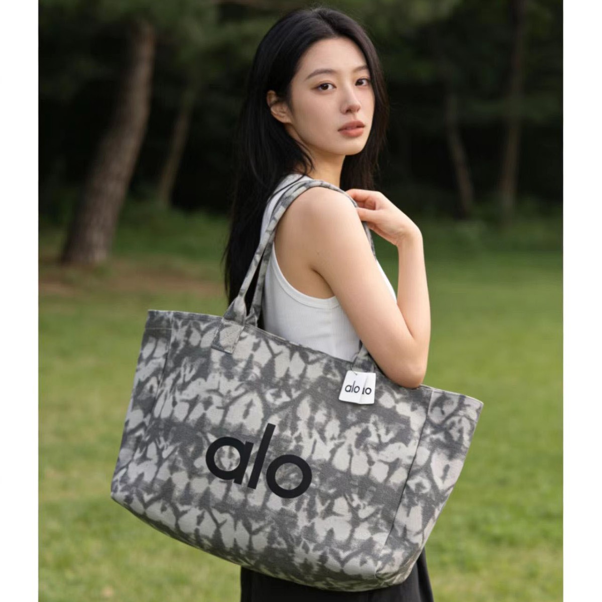 Alo Large Capacity Fitness Yoga Tote Bag For Women Casual Commute Mommy Pure Cotton Canvas Bag - Thumbnail 2