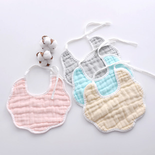 8-Layer Colorful Longevity Lock Bib 23*23 Tie-Up Baby Drool Bib Strap-On Cotton Bib
