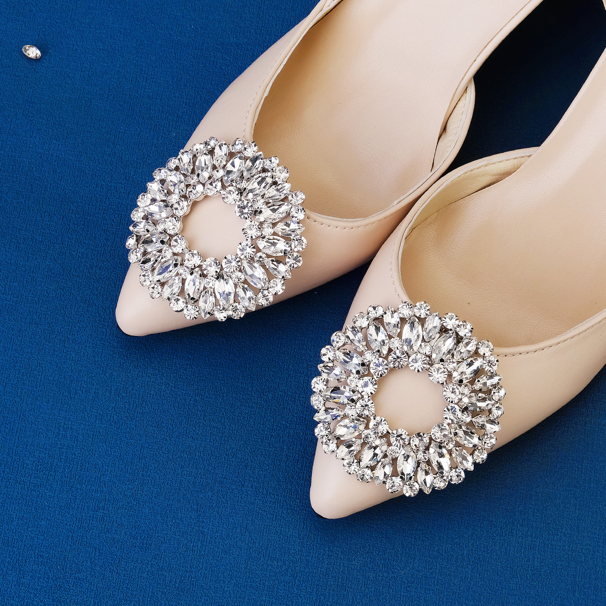 Removable Shoe Decoration Wedding High Heels Decorative Shoe Buckle Women's Shoe Head Accessories European And American Metal Rhinestone Bridal Shoe Flower