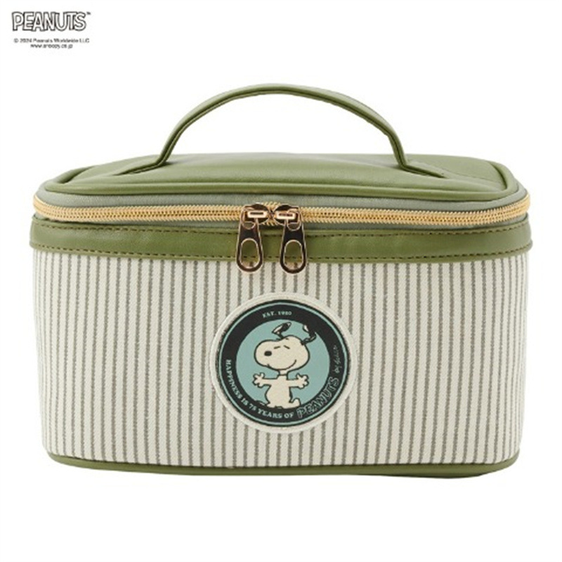 Perro japonés encantador jeans rayas portátiles bolsas de maquillaje portátiles para productos de cuidado de la piel de gran capacidad caja tipo bolsa de almacenamiento de lavado