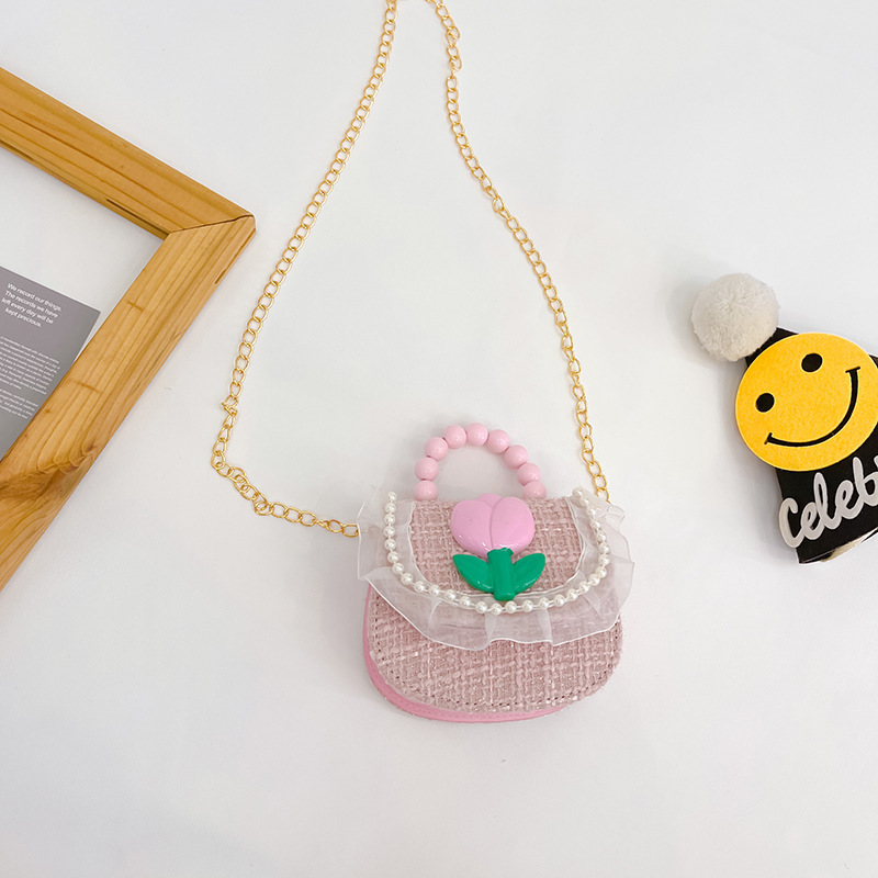 2022 nuevos niños bolso de hombro crossbody Chanel estilo niñas bolsa perla portátil accesorios de dibujos animados bolsa de desgaste