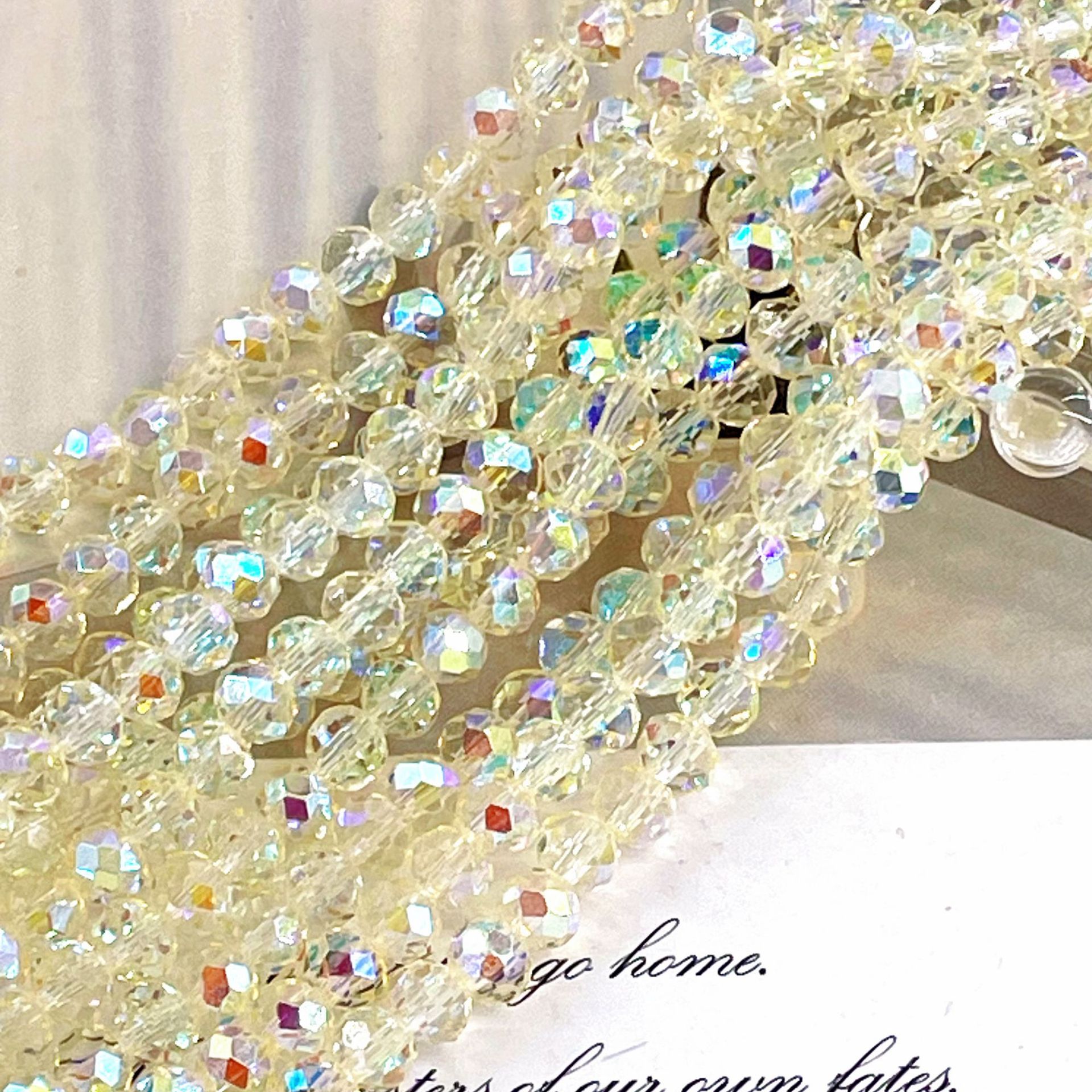 Cuentas de cristal planas y redondas de 4/6/8 mm, cuentas de cristal brillantes hechas a mano para joyería DIY, cuentas sueltas para collar y pulsera