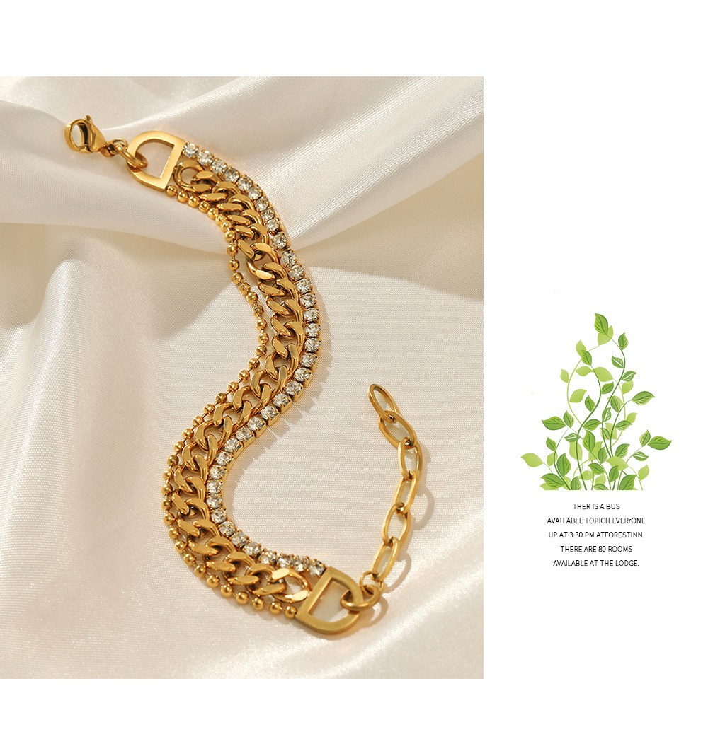Street Occasion 304 Stainless Steel Material Fashion Geometric 304 Stainless Steel Rhinestones Stainless Steel Bracelets In Bulk