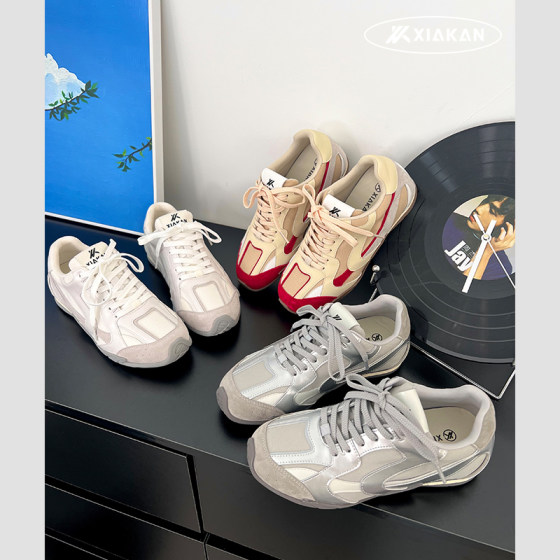 Lan cabinet increased 4cm German training shoes 2025 summer new silver breathable sneaker leather Forrest Gump shoes