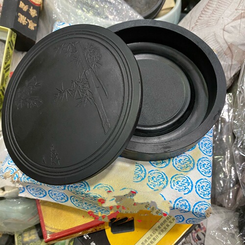 4-inch round black plastic ancient horse inkstone Bagua ink cartridge Tai Chi ink cartridge dual-purpose ink grinding ink sea ink pool wholesale