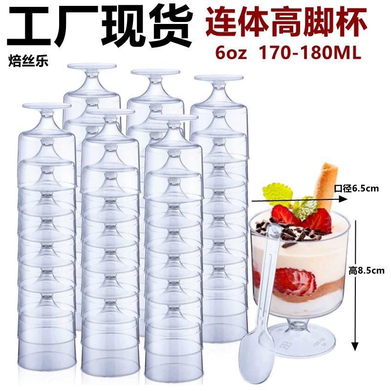 Disposable plastic flashing glass for ice cream, mousse, wineglass