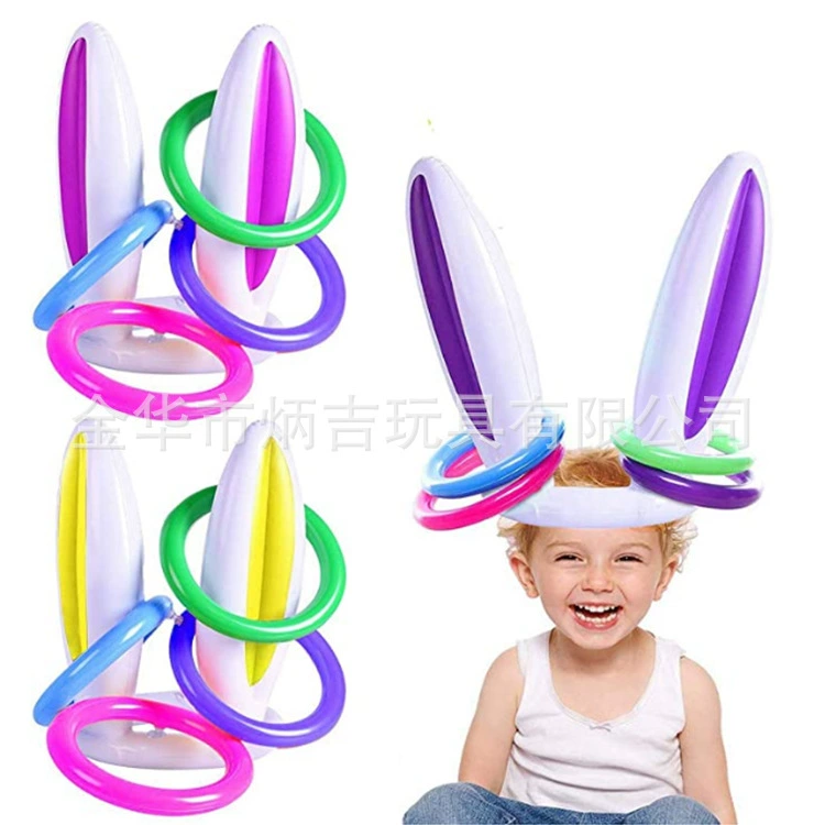 inflatable rabbit, кольца, игрушка, шляпа, ()