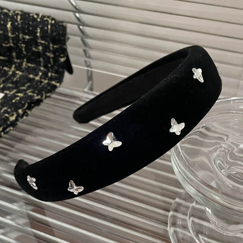 Diadema superior de cráneo alto Diadema de fragancia pequeña negra de alta calidad Diadema de estilo perla coreana arco simple cueva para el cabello accesorios para el cabello femenino