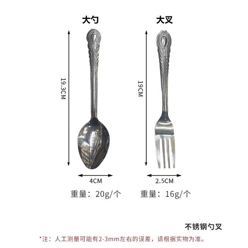 Cross-border portable tableware 20g spoons, forks and knives 12pcs/pack Home kitchen stainless steel spoon set manufacturer wholesale
