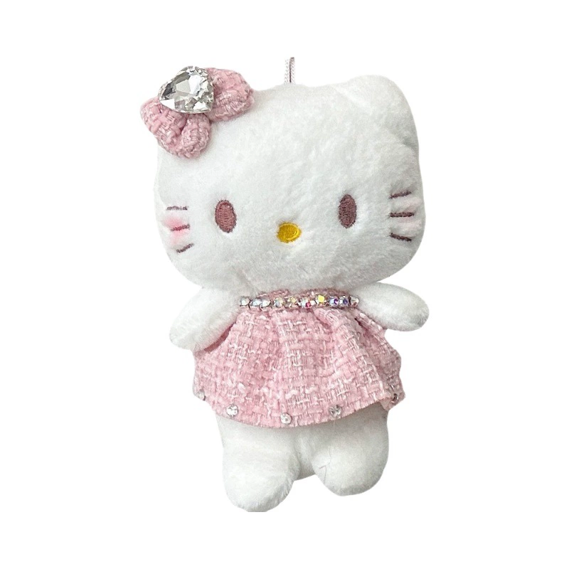 Милый плюшевый брелок-кукла, стиль Hello Kitty, варианты розовой юбки и ангельских крыльев, 1 шт