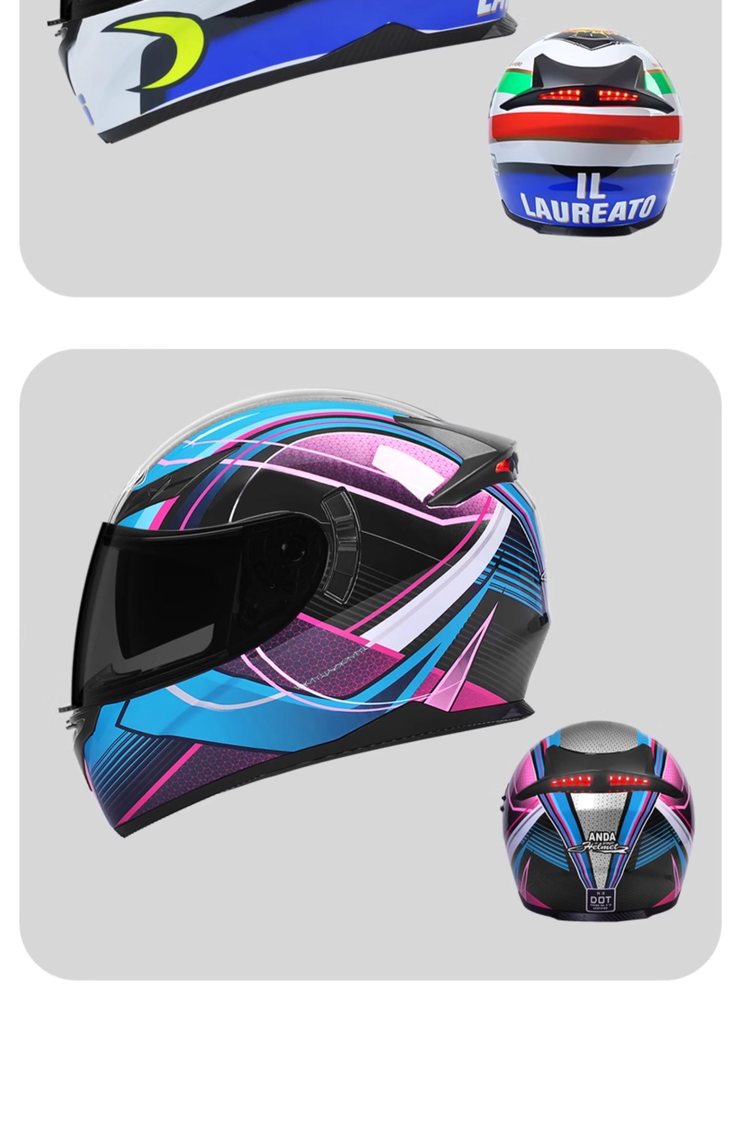AD Motorcycle Safety Helmet 3C Certified with Tail Light